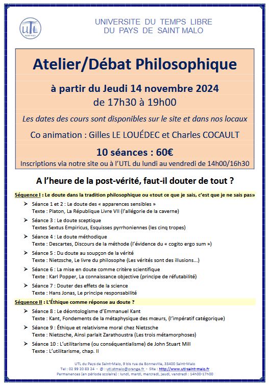 Philosophie - Atelier/débat