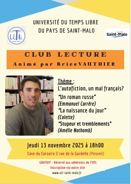 Jeudi 13 novembre 2025 - Club de Lecture
