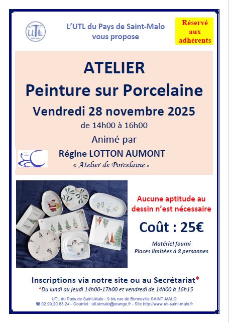 Atelier Peinture sur Porcelaine