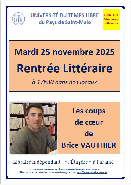 Mardi 25 novembre 2025 - Rentrée Littéraire